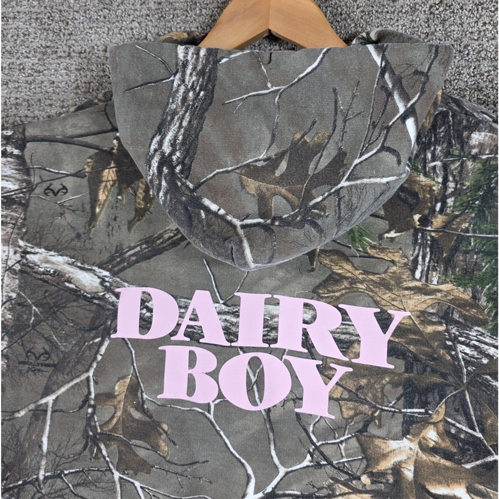 Dairy Boy Realtree Camo Hoodie Pink Logo Pullover Sweatshirt Large Womens - Picture 7 of 10